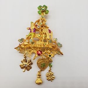 Kirks Folly Christmas Tree Shamrock Brooch